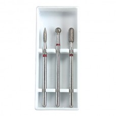  Starter set of 3 cutters (in a plastic case) for thin cuticles, red 
