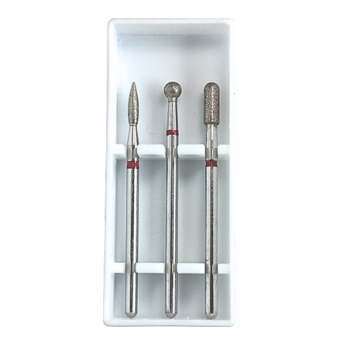  Starter set of 3 cutters (in a plastic case) for thin cuticles, red 