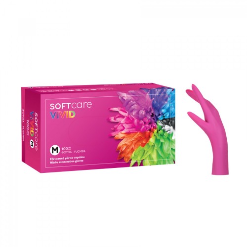 Soft Care VIVID Nitrile Gloves Pink 100 pcs/box M