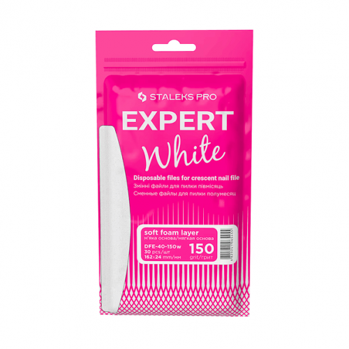 Soft White Replacement Files for Crescent Base 150 grit STALEKS PRO EXPERT 40 30 pcs