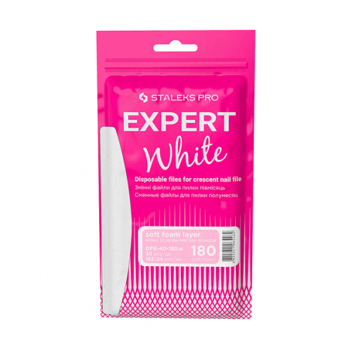 Soft White Replacement Files for Crescent Base 180 grit STALEKS PRO EXPERT 40 30 pcs