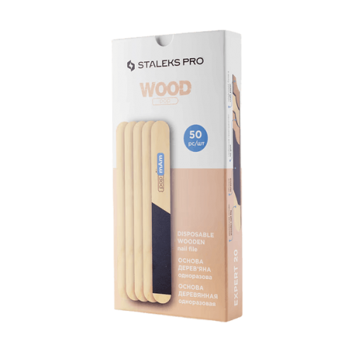 Disposable Wooden Straight Base File STALEKS PRO EXPERT 20 papmAm 50 pcs