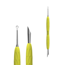 Pusher ring STALEKS Gummy UNIQ 11 TYPE 2 manicure spatula with yellow silicone handle