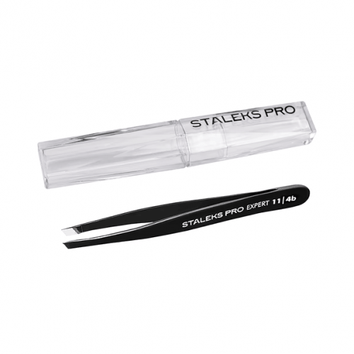 Eyebrow Tweezers STALEKS PRO EXPERT 11 TYPE 4 Black (narrow slanted)