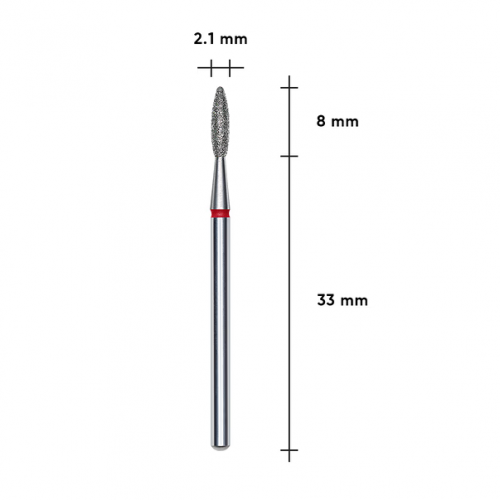 Диамантена фреза Пламък STALEKS PRO EXPERT 2,1 х 8 мм – Червена