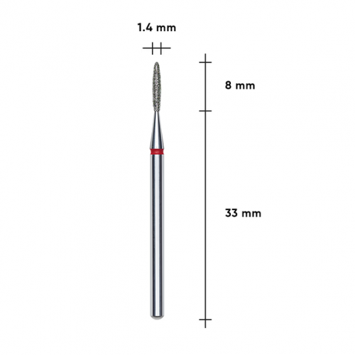 Диамантена фреза Пламък STALEKS PRO EXPERT 1,4 х 8 мм – Червена